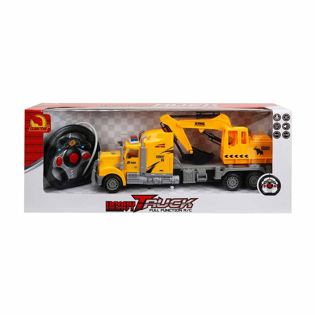 Suncon Camion excavator si telecomanda 1:32 Galben
