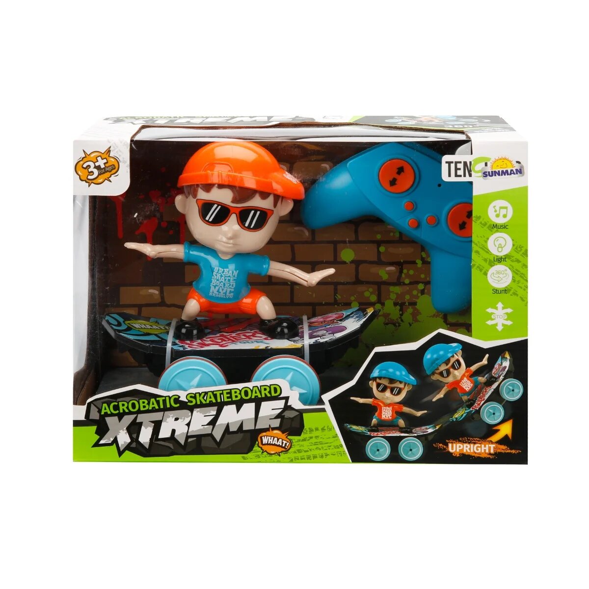 Sunman Figurina pe skateboard cu telecomanda Xtreme Acrobatic Skateboard