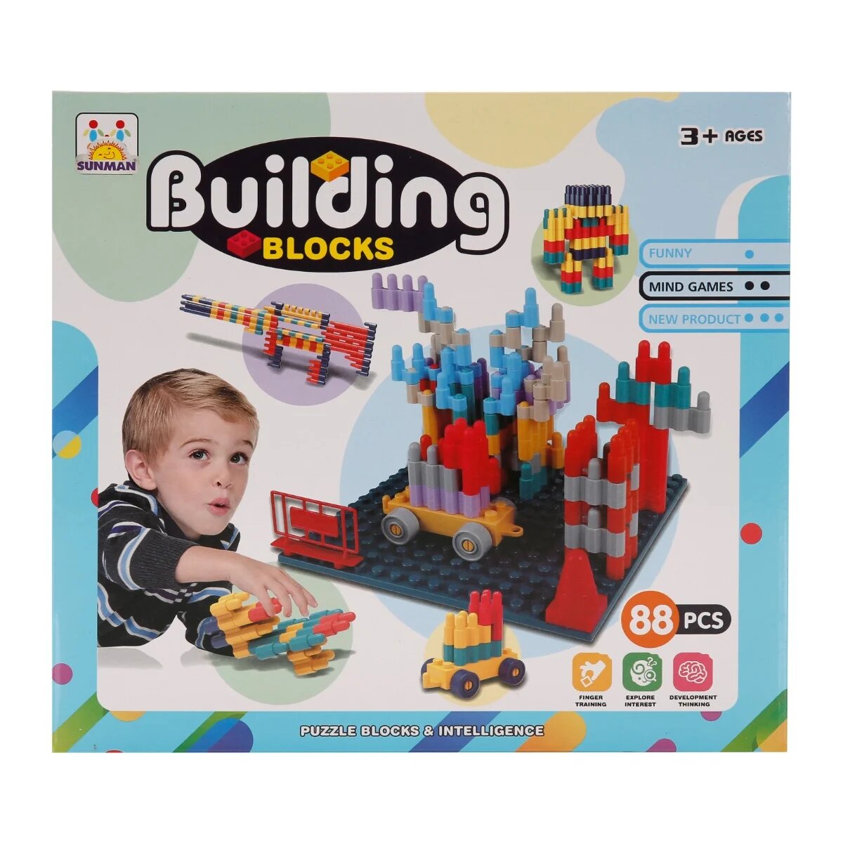 Sunman Joc de constructie Building Blocks 88 piese