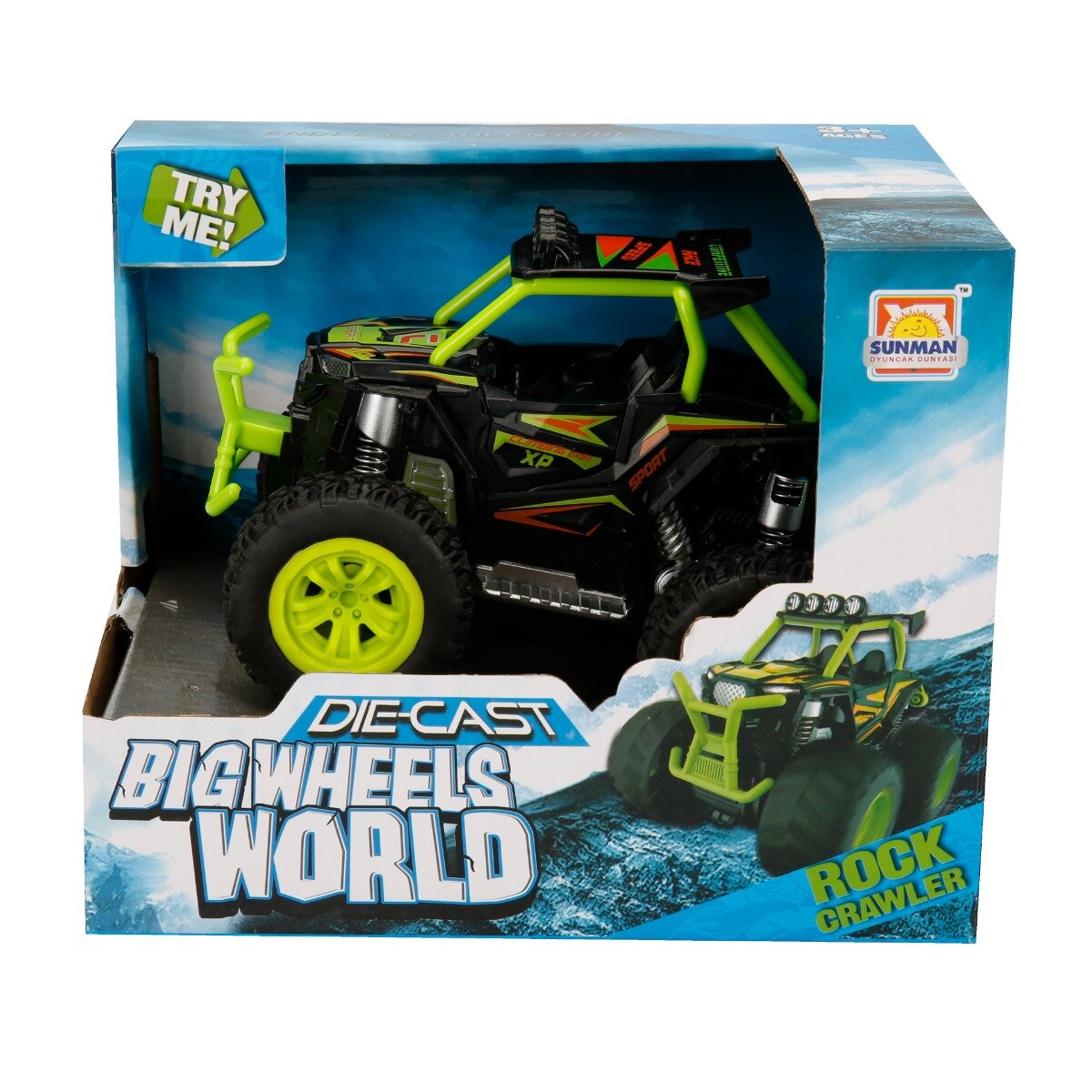 Sunman Masina de teren Rock Crawler cu sunete si lumini Verde 19 cm