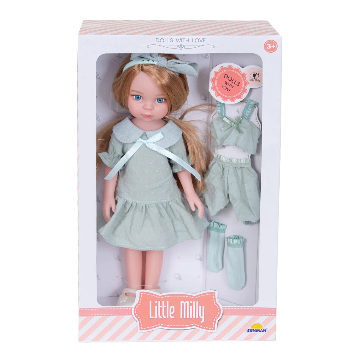 Sunman Papusa cu tinuta de schimb Little Milly Turcoaz 33 cm