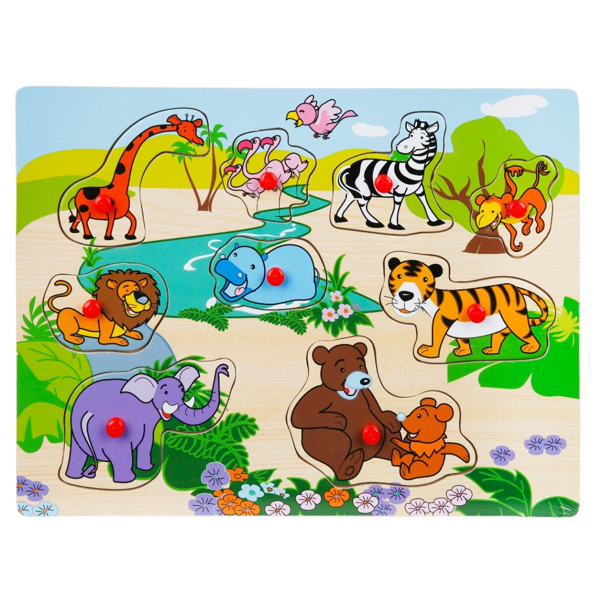 Sunman Puzzle din lemn Animale 8 9 piese