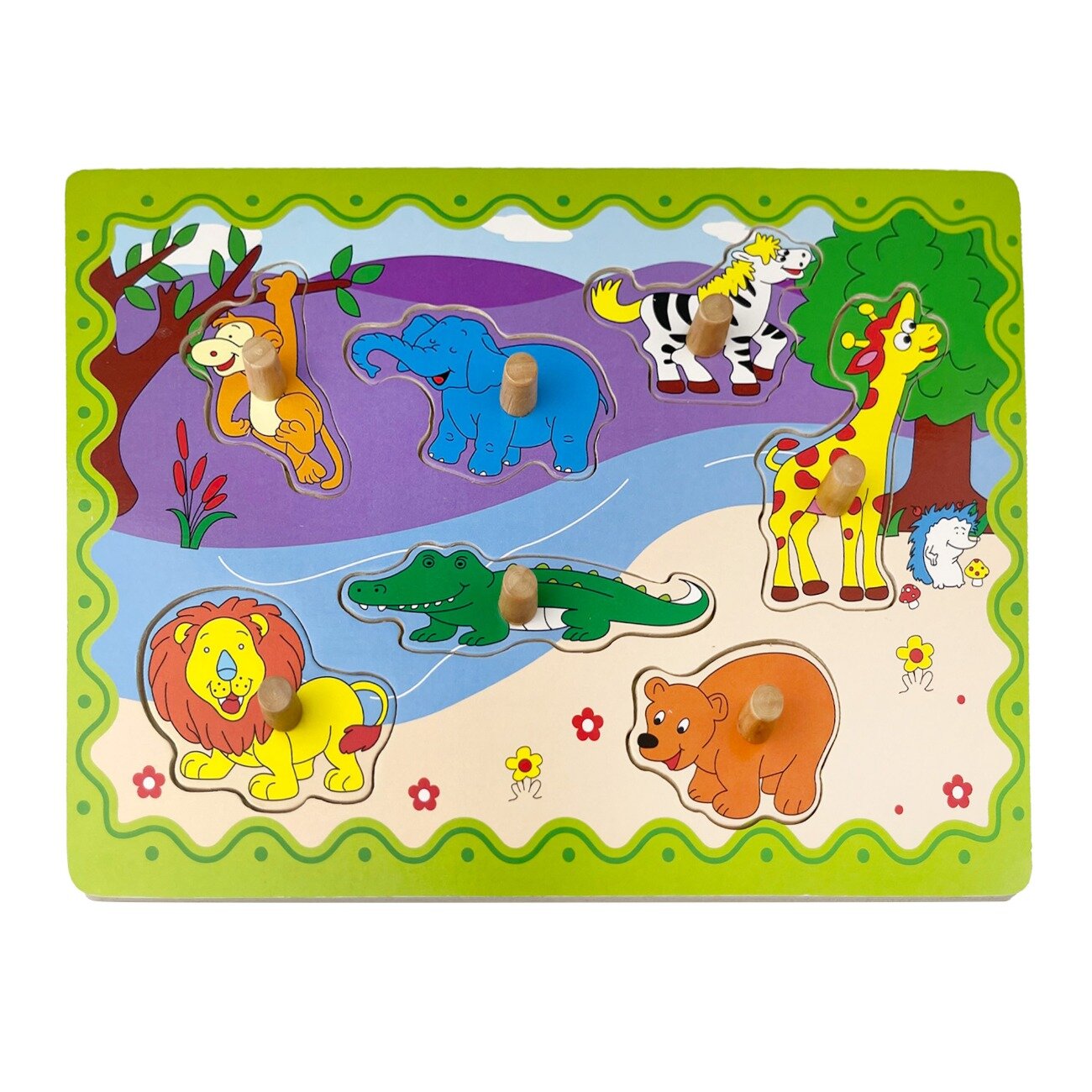 Sunman Puzzle din lemn Animale din safari 7 piese