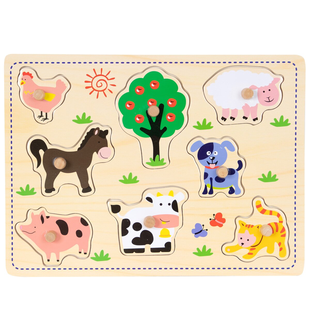 Sunman Puzzle din lemn Animale domestice 8 piese