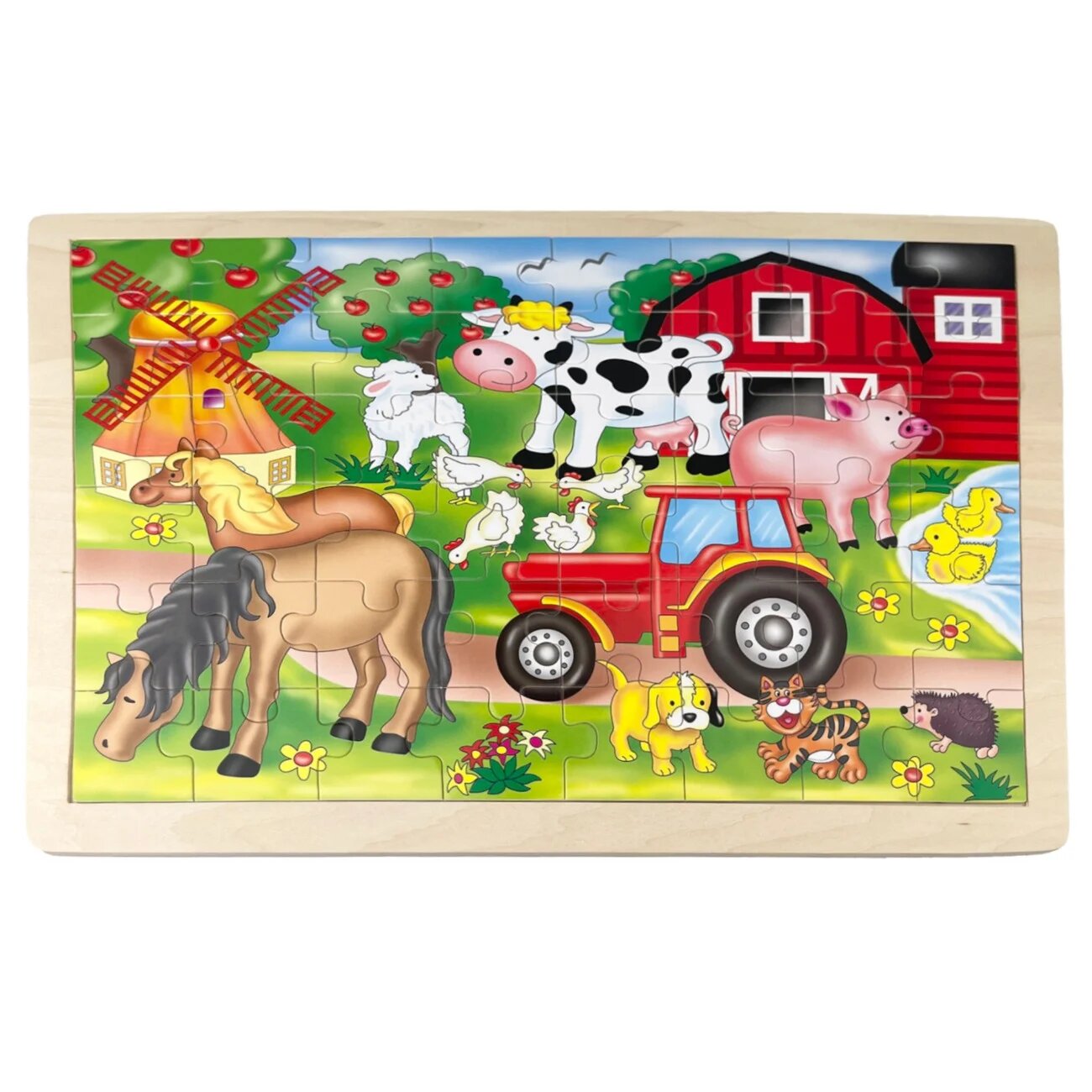 Sunman Puzzle din lemn Animale domestice in ferma 48 piese