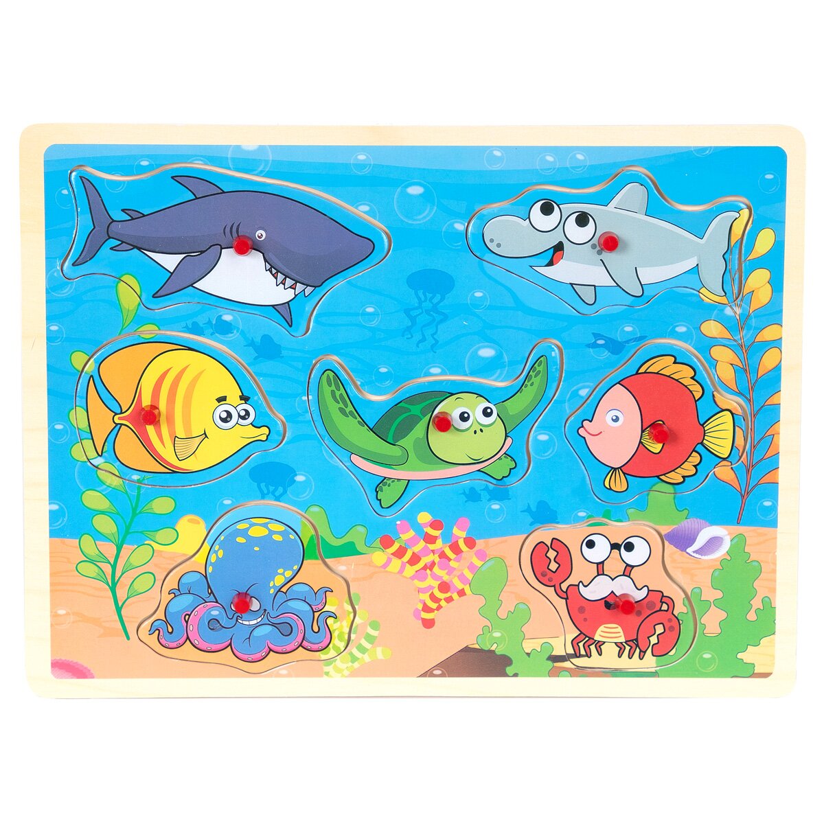Sunman Puzzle din lemn Animale marine 7 piese