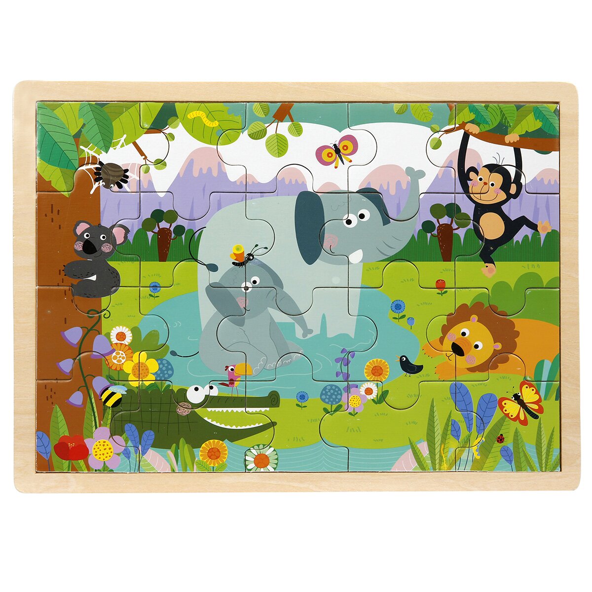 Sunman Puzzle din lemn Animale salbatice 20 piese