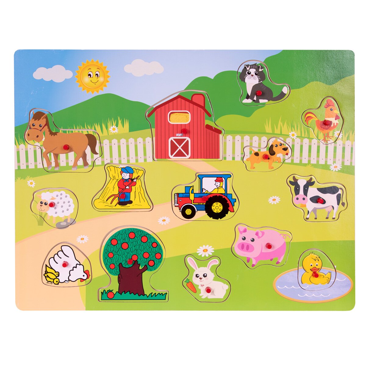 Sunman Puzzle din lemn Ferma 13 piese