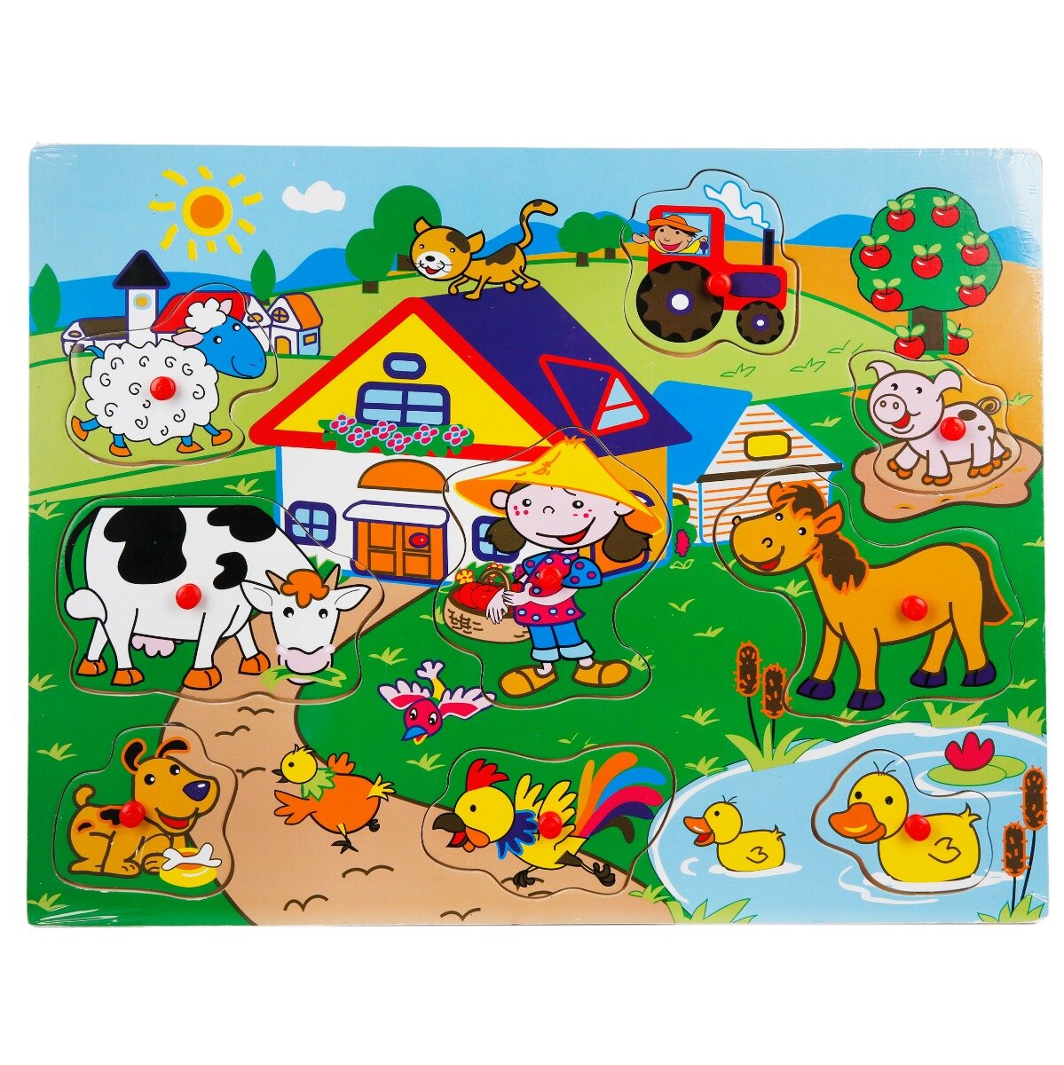 Sunman Puzzle din lemn Ferma 9 piese