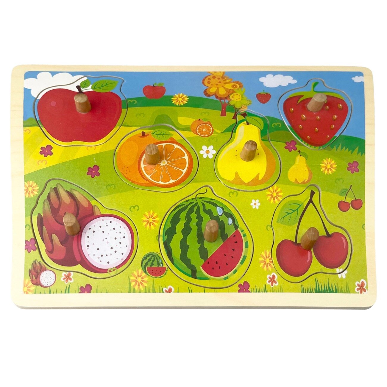 Sunman Puzzle din lemn Fructe 7 piese
