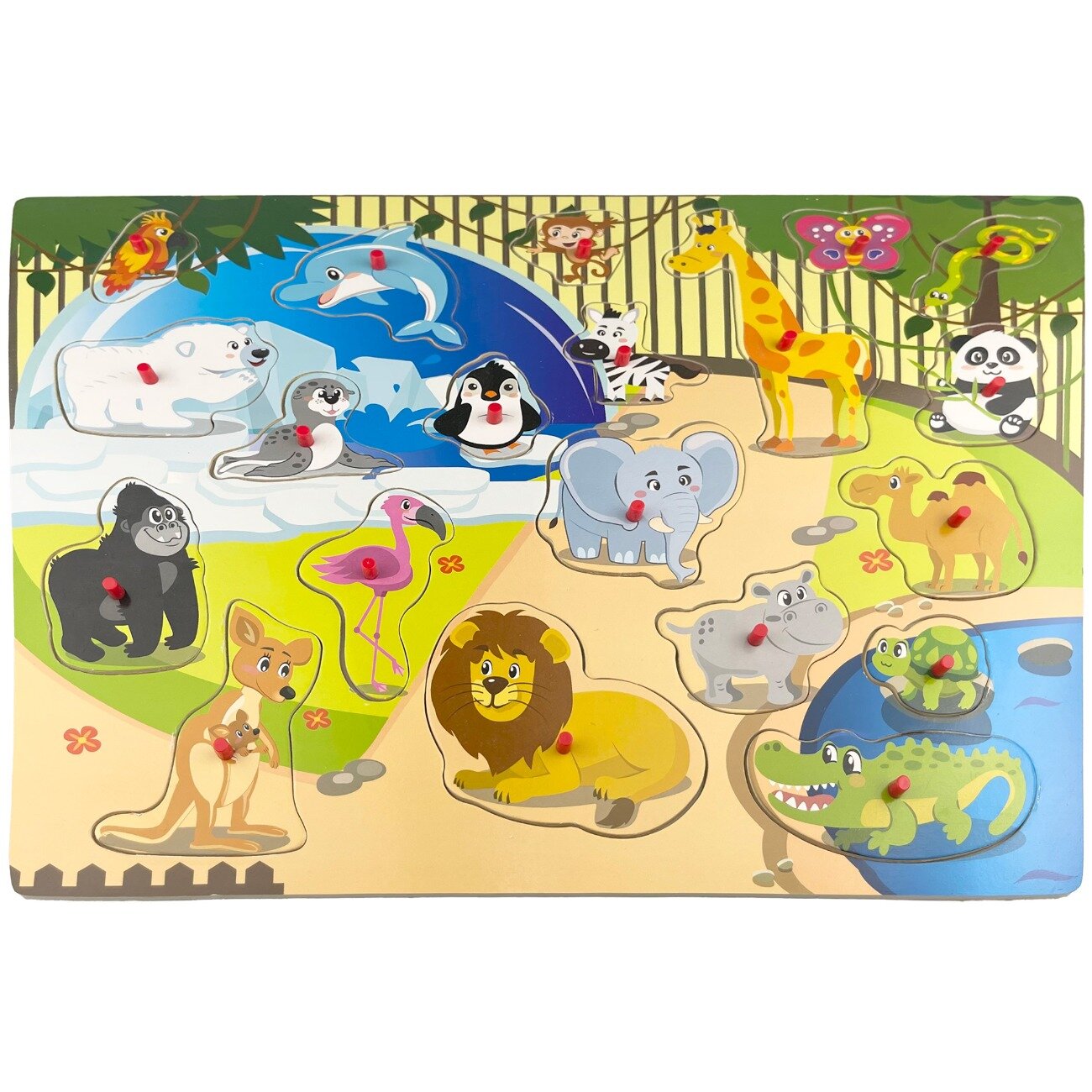 Sunman Puzzle din lemn Regatul animalelor 20 piese