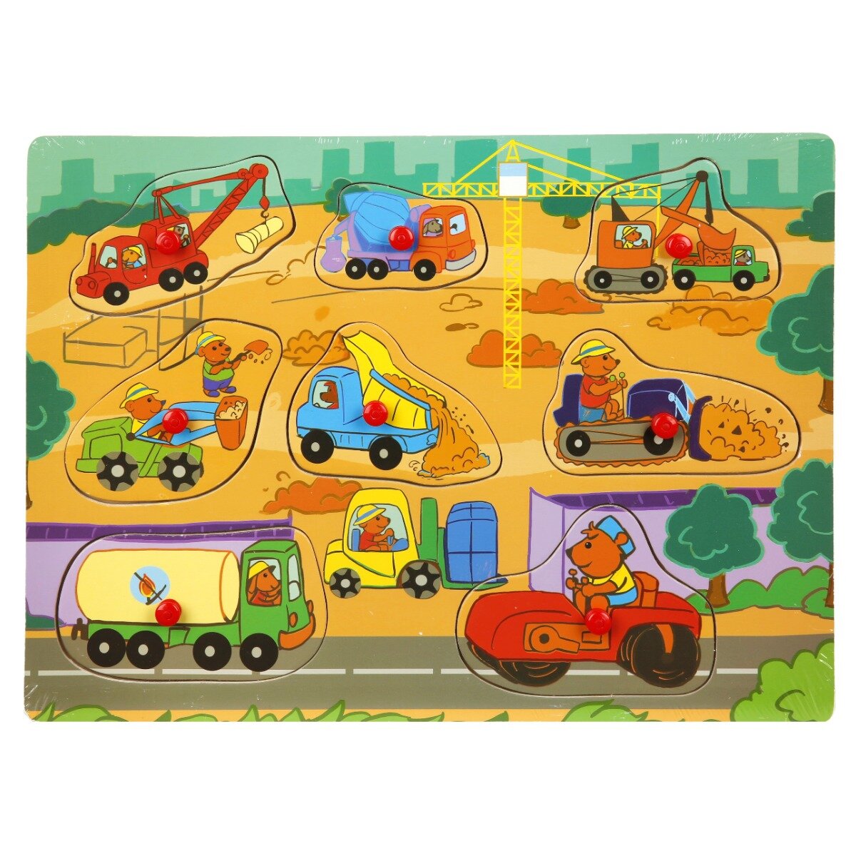Sunman Puzzle din lemn Vehicule 8 piese