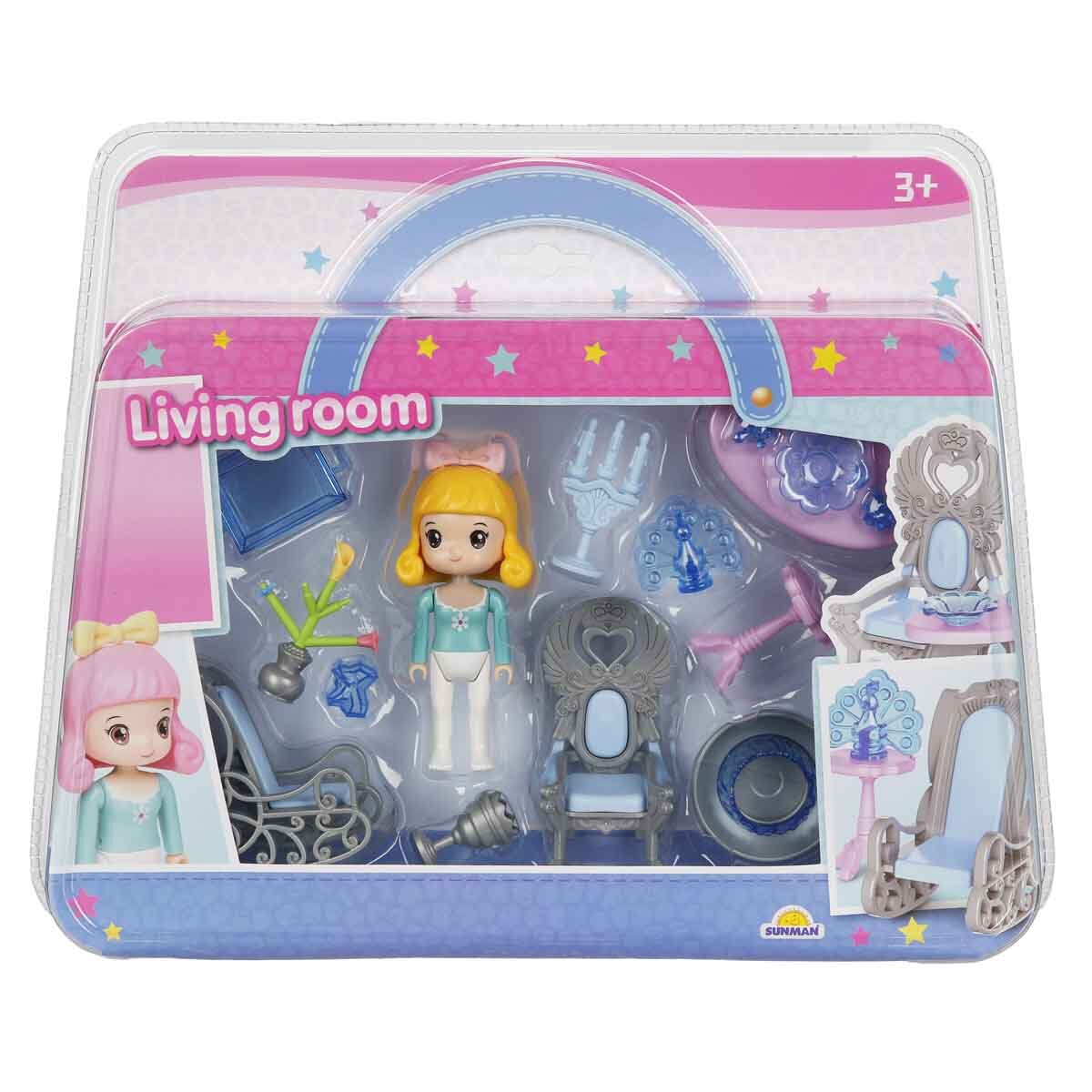 Sunman Set de joaca cu papusa si accesorii Living room