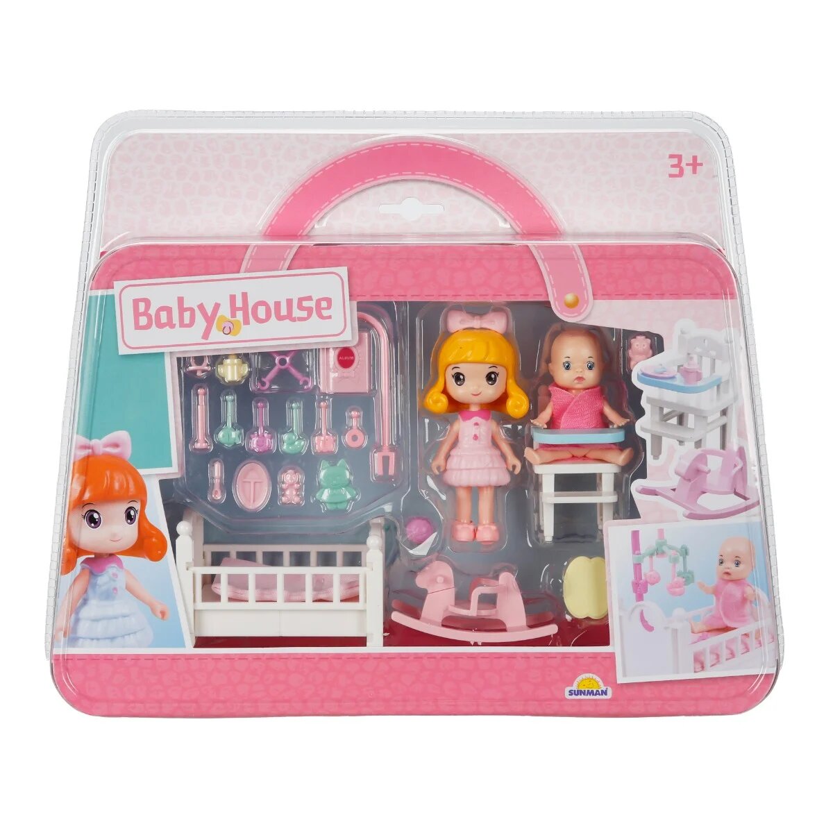 Sunman Set de joaca cu papusa si bebelus Baby House