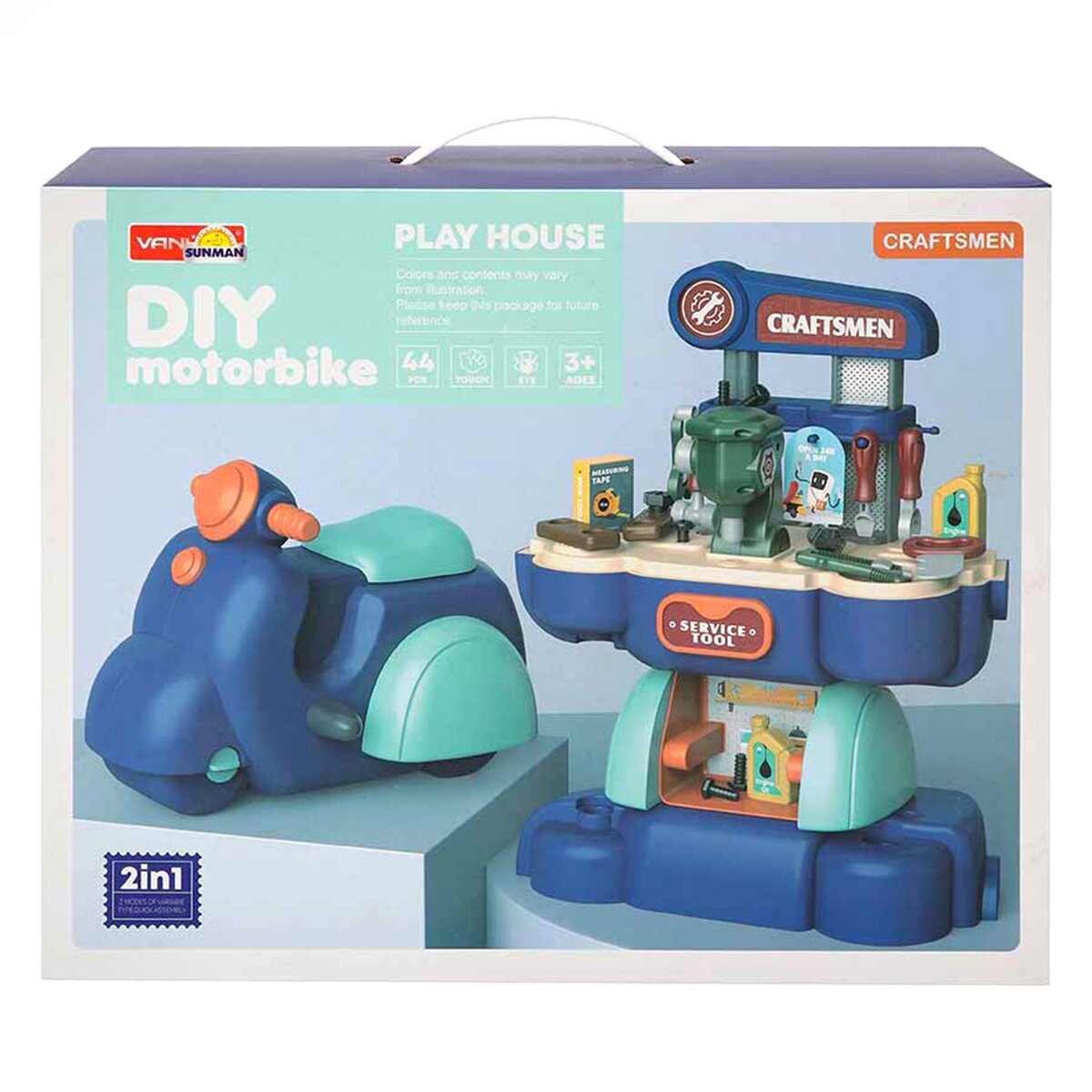 Sunman Set de joaca motocicleta cu atelier de reparatii 44 piese
