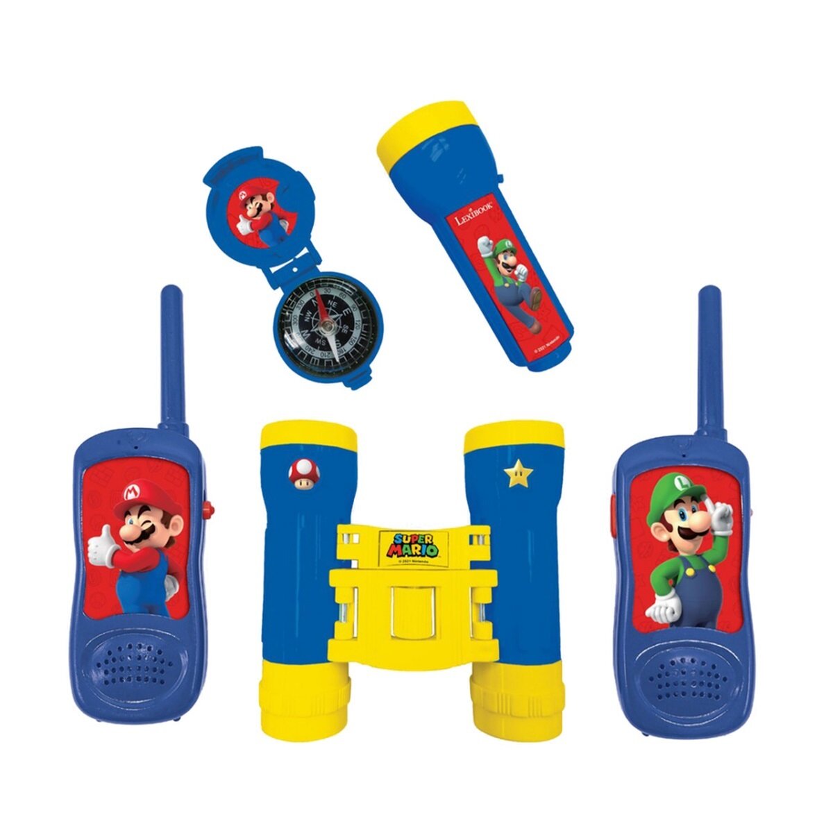 Super Mario Set Walkie Talkies Lexibook binoclu compas si lanterna