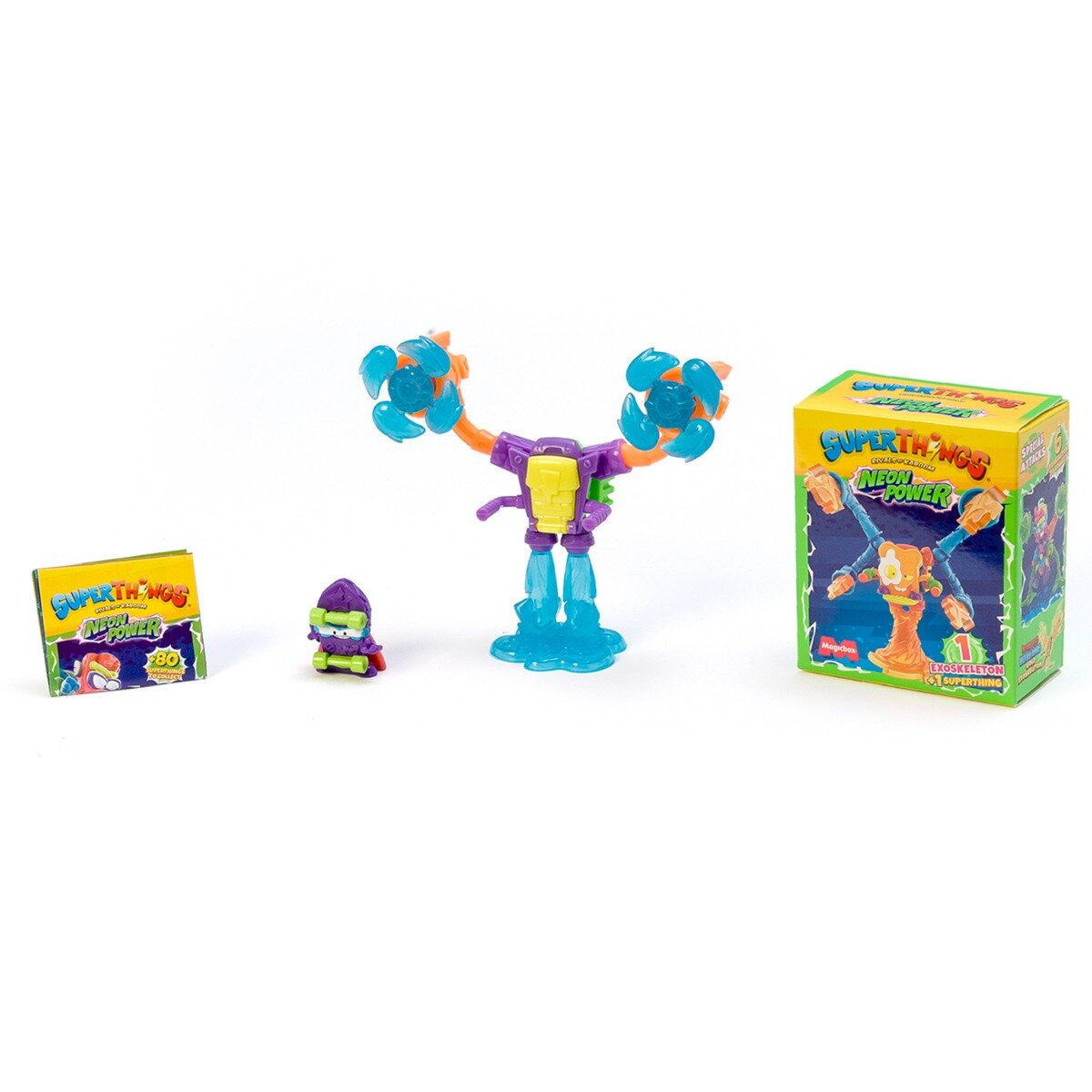 SuperThings Set figurina cu accesoriu Neon Power Exoskeleton