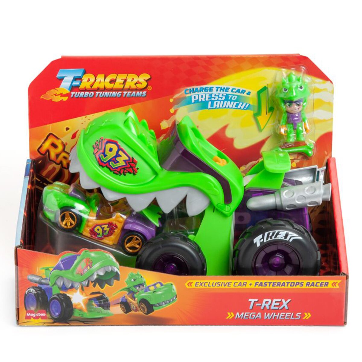 T-Racers Set de joaca cu masinuta Mega Wheel T-Rex
