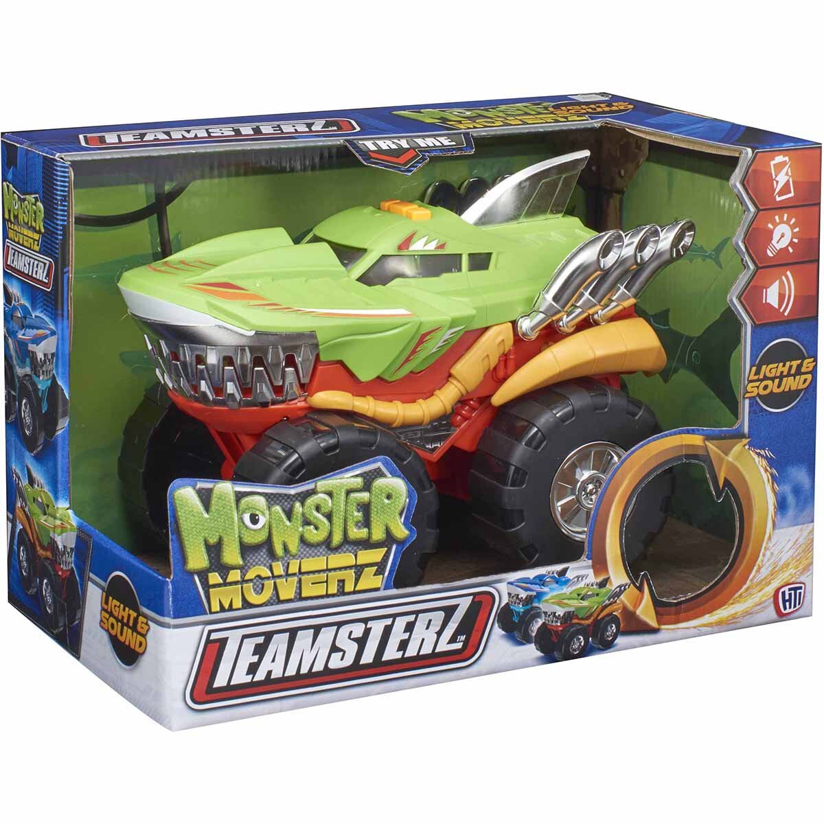 Teamsterz Masinuta cu lumini si sunete Monster Moverz Robo Shark Verde