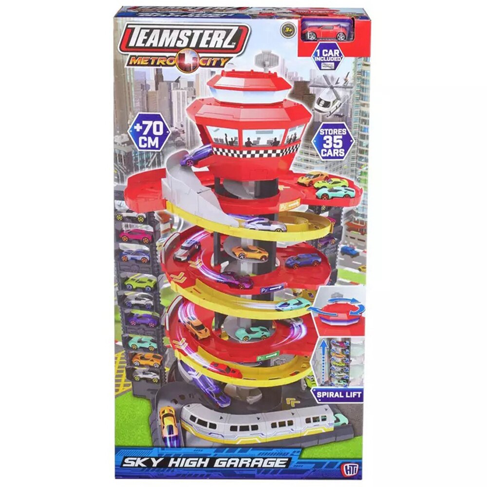 Teamsterz Set de joaca cu o masinuta Metro City Sky High Garage 70 cm