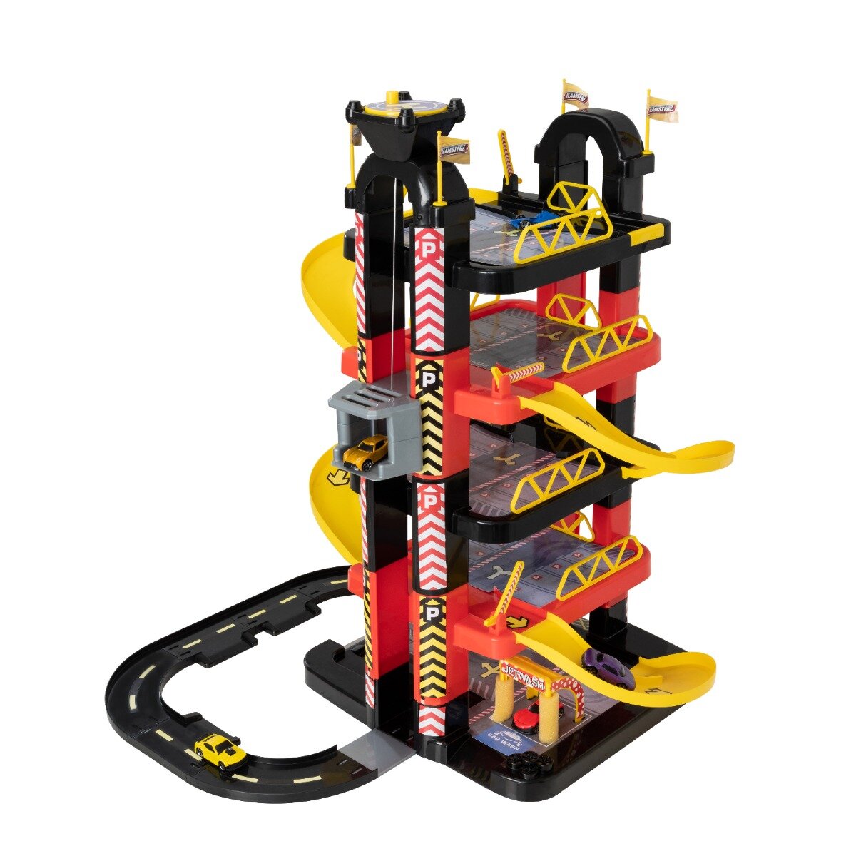 Teamsterz Set de joaca Metro City Garaj cu 5 etaje si 5 masinute 70 cm
