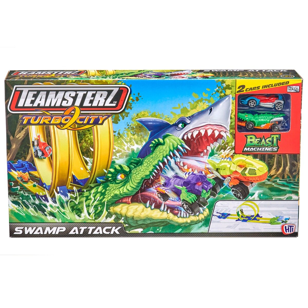 Teamsterz Set de joca pista cu 2 masini Turbo City Swamp Attack