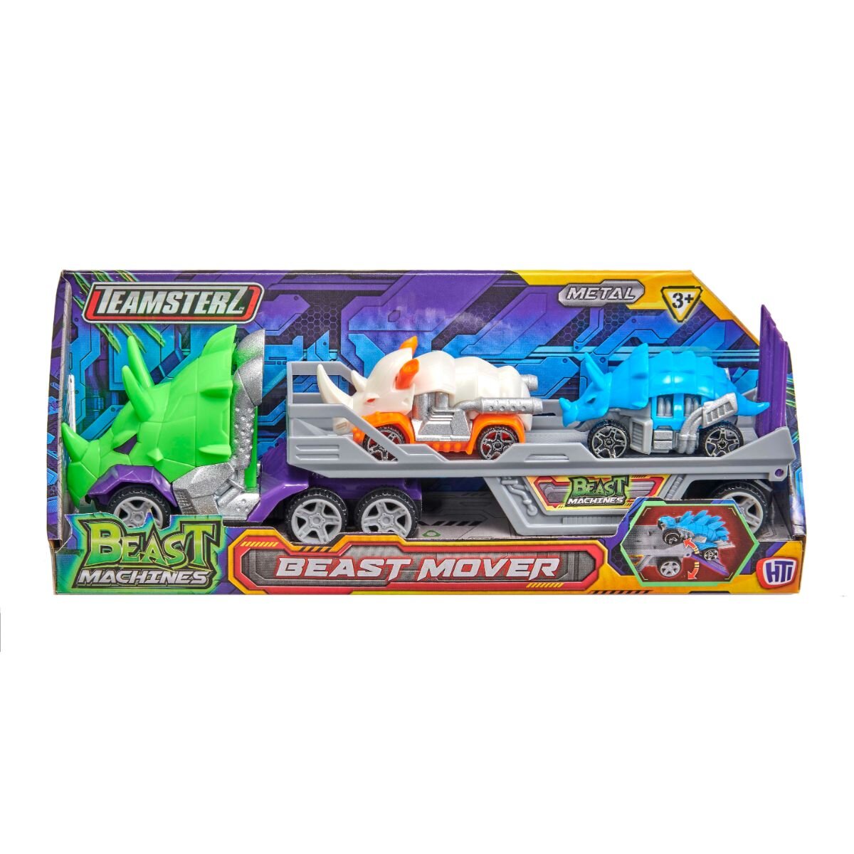 Teamsterz Transportator cu 2 masini Beast Machines Mover Alb-Albastru