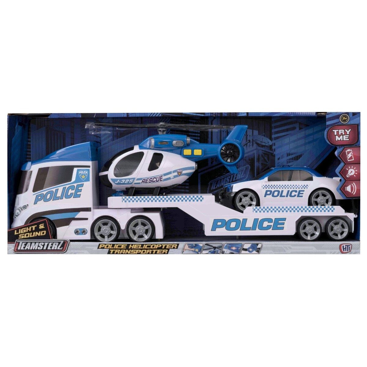 Teamsterz Transportator cu elicopter si masina Mighty Machines Police