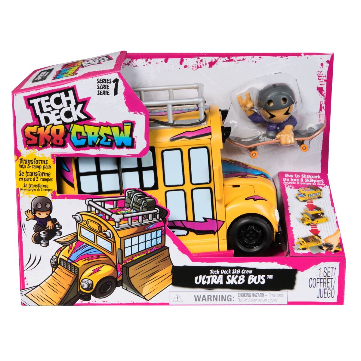 Tech Deck Set autobuz cu mini skateboard si figurina SK8 Crew 6071034