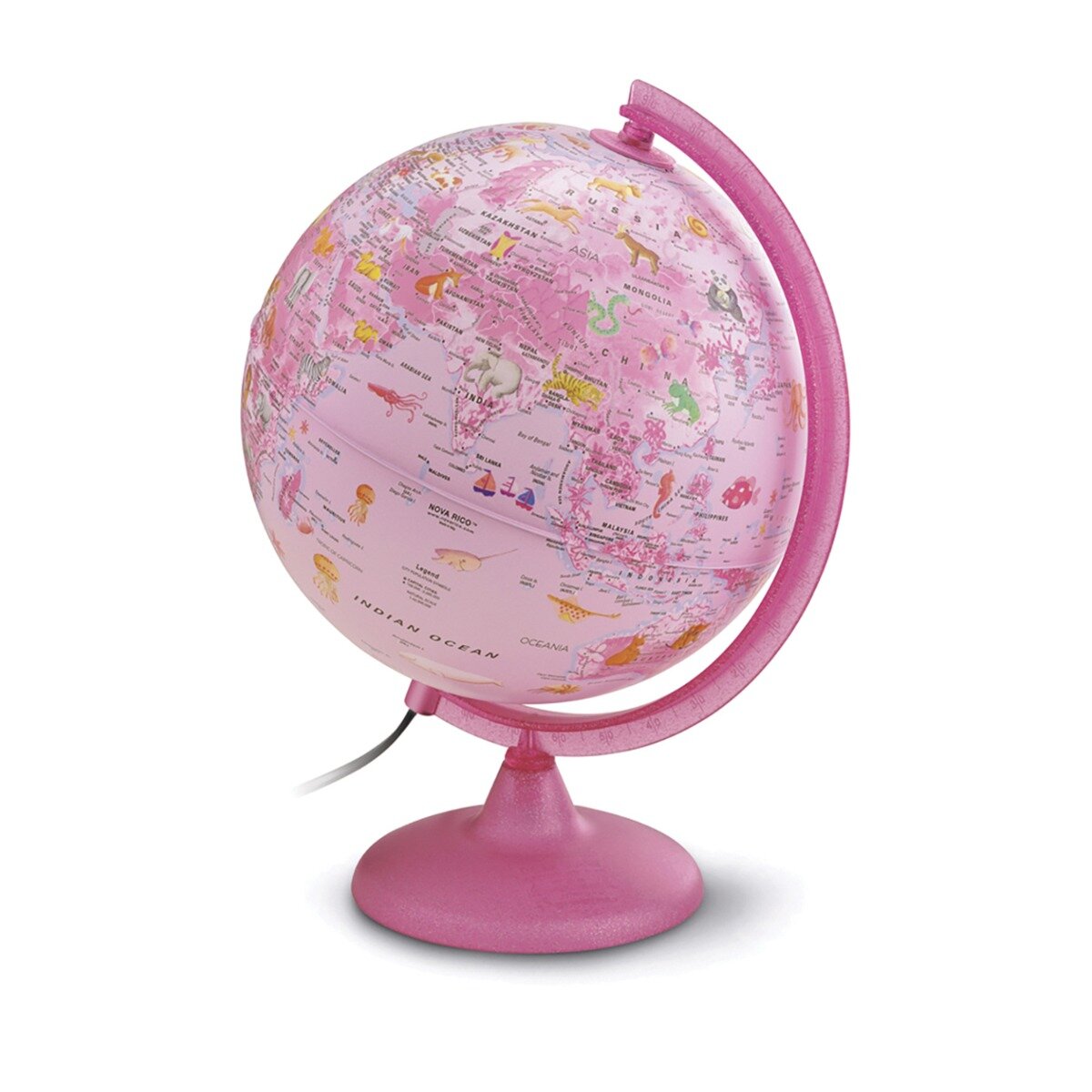 Tehnodidactica Glob pamantesc iluminat Pinkzoo 25 cm