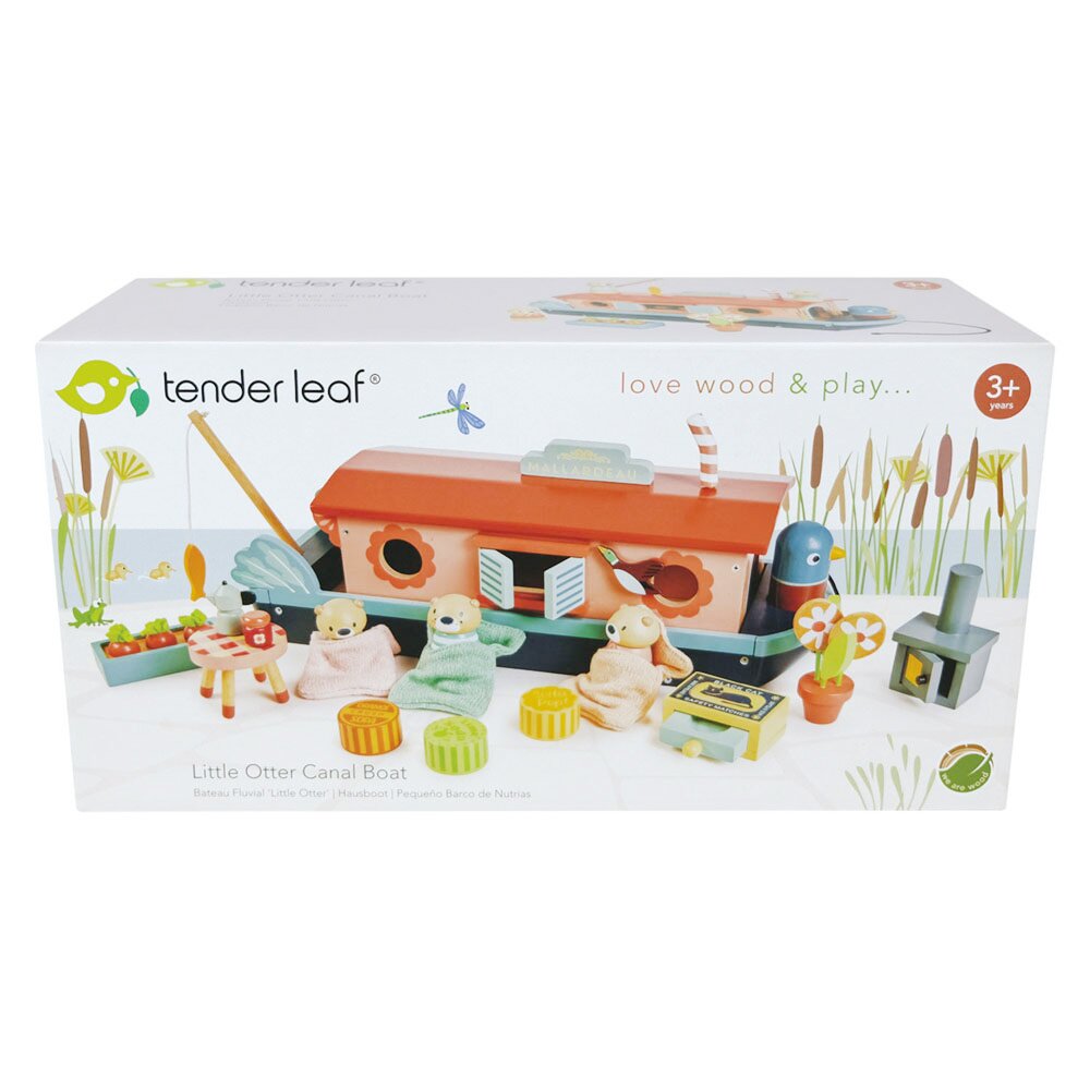 Tender Leaf Toys Barca familiei de vidre din lemn premium