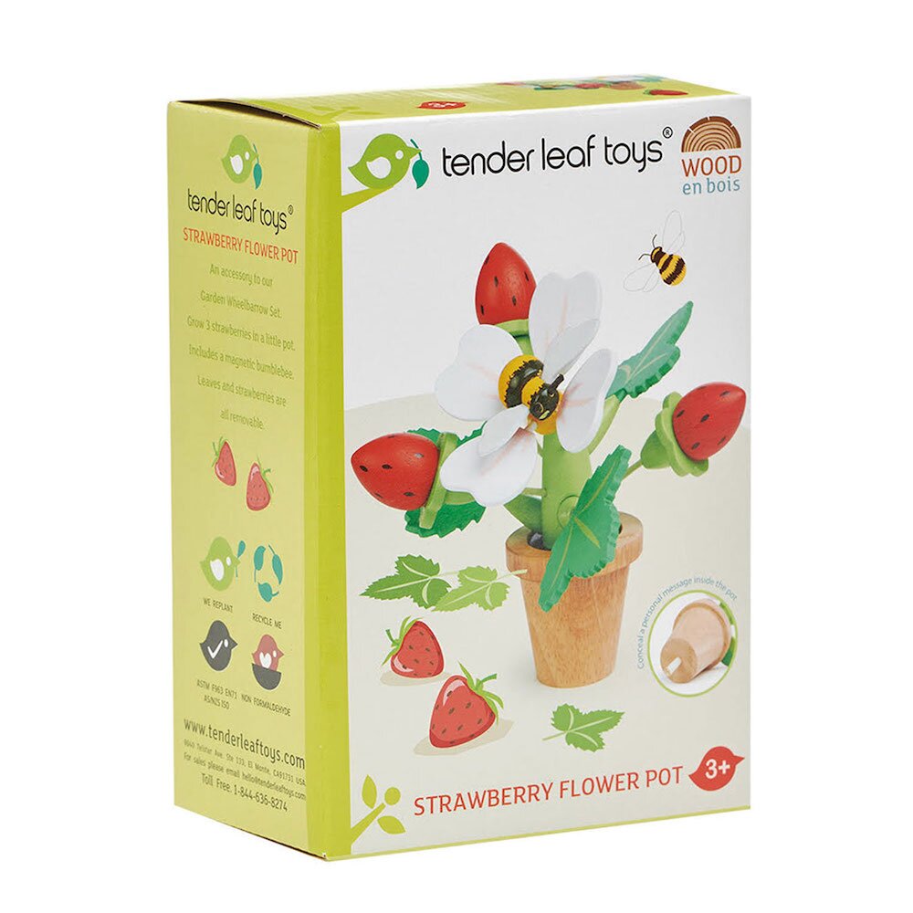Tender Leaf Toys Capsuni in ghiveci din lemn 13 piese