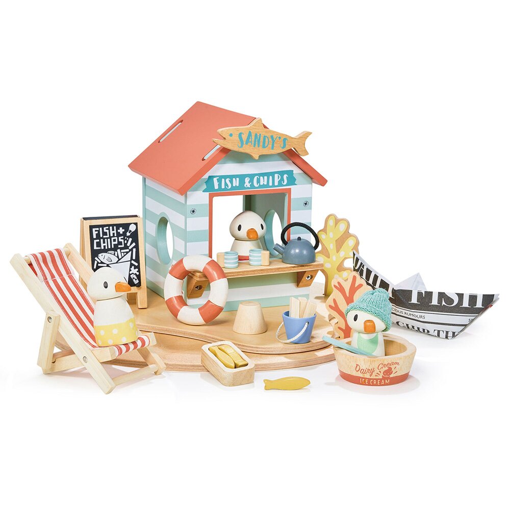 Tender Leaf Toys Coliba de pe plaja a lui Sandy din lemn premium