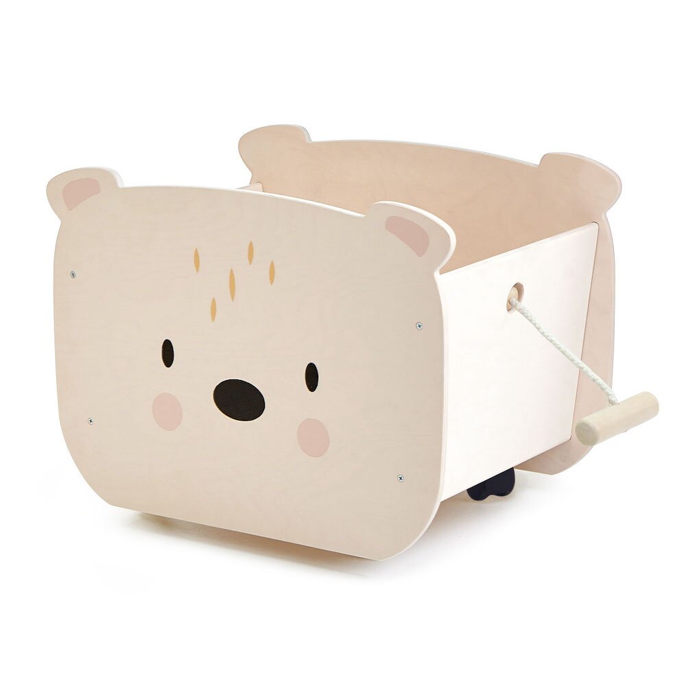 Tender Leaf Toys Jucarie pe 4 roti din lemn Cutia ursului