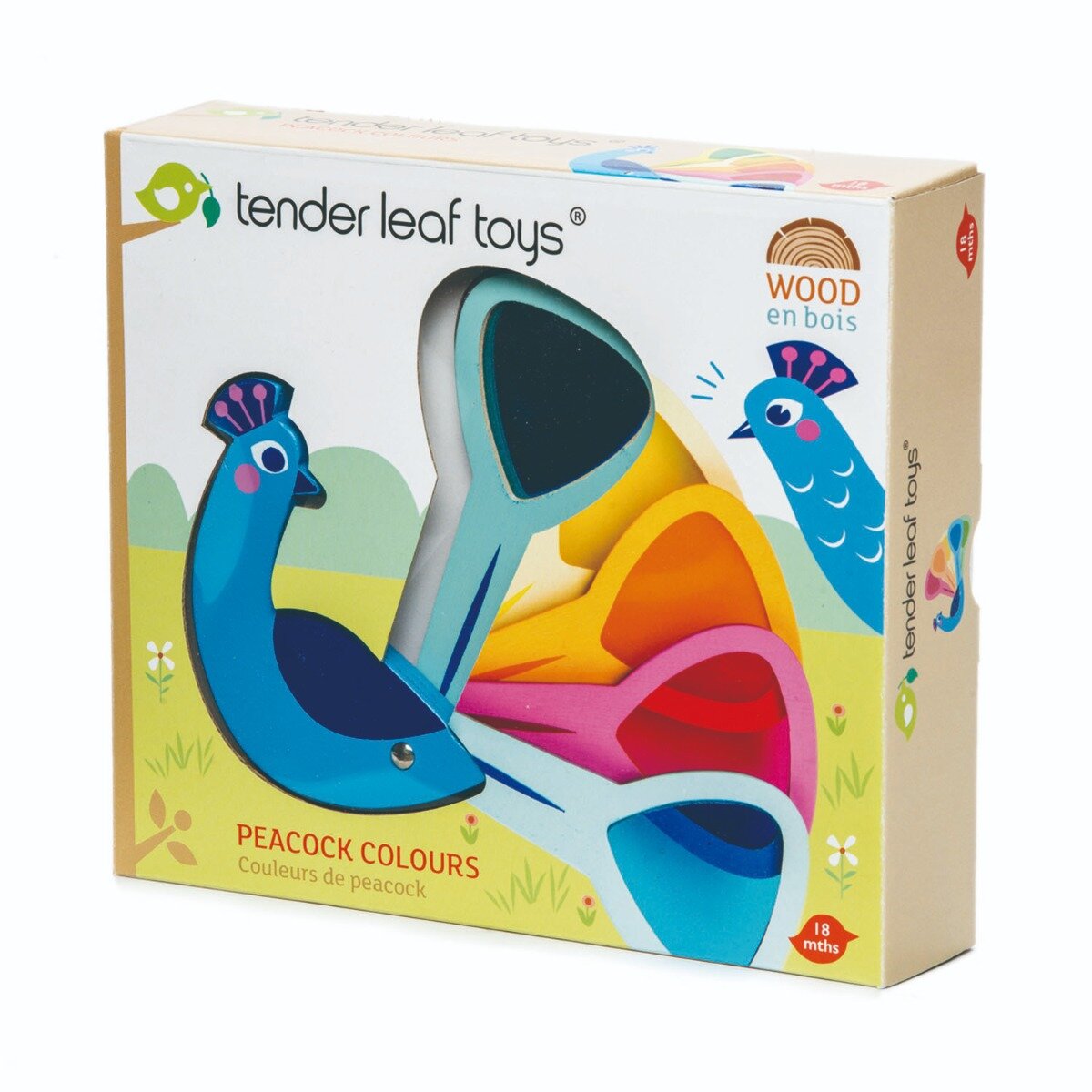 Tender Leaf Toys Paun colorat din lemn