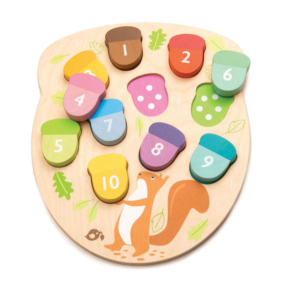 Tender Leaf Toys Puzzle educativ din lemn Numaram ghinde