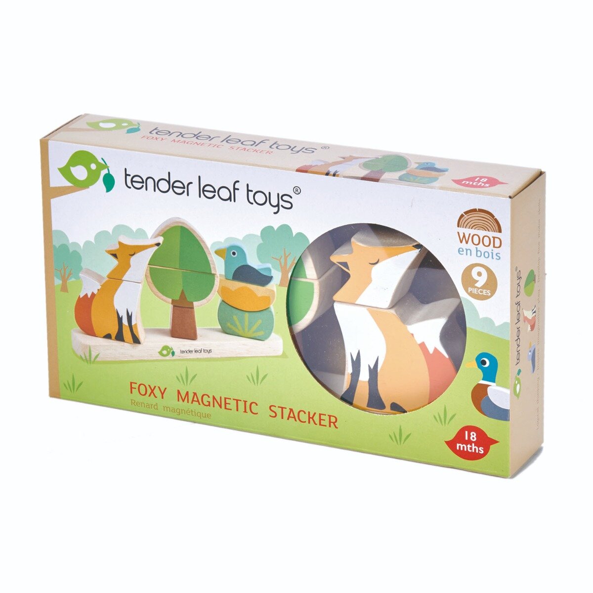 Tender Leaf Toys Puzzle magnetic din lemn Vulpea in padure 8 piese