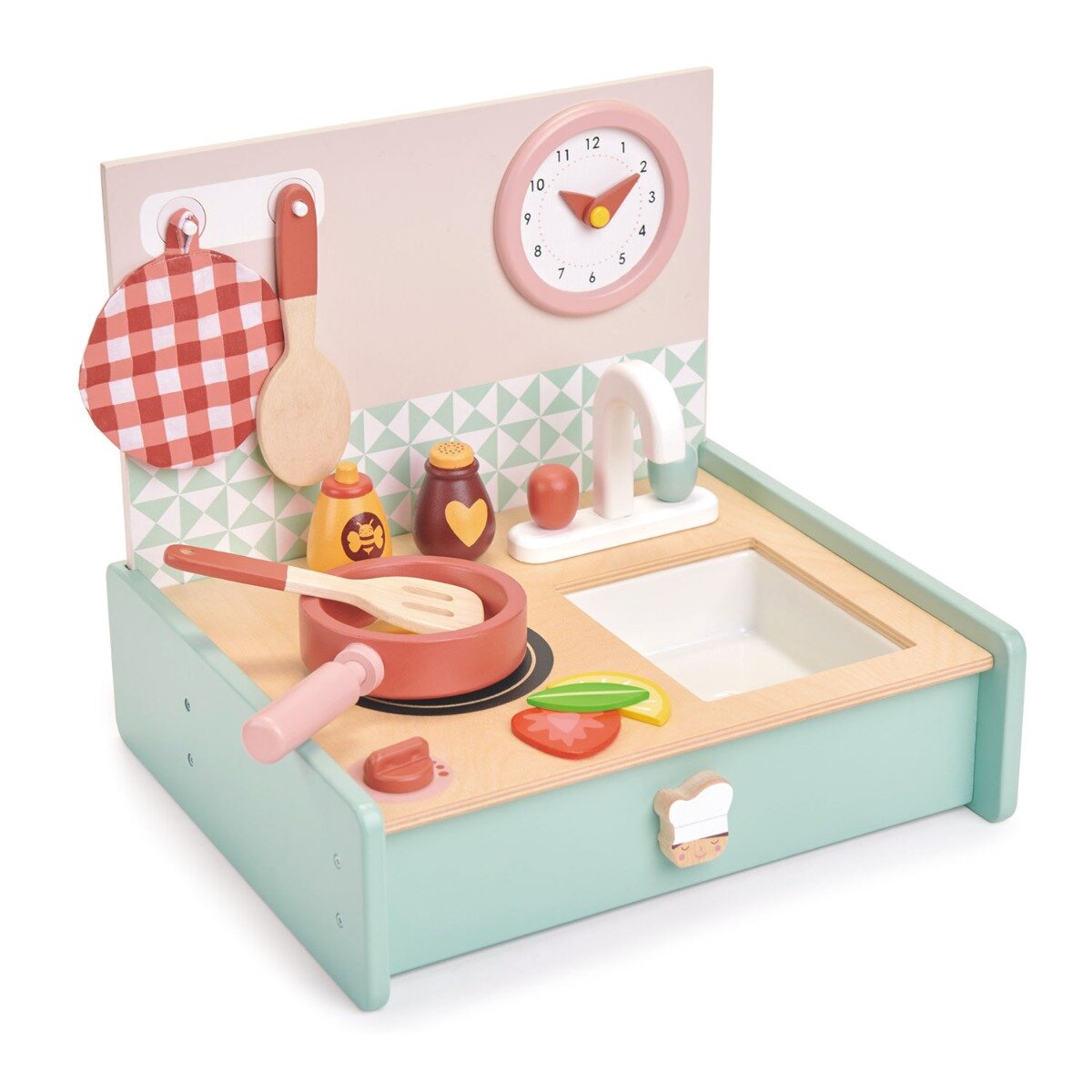 Tender Leaf Toys Set de joaca Chicineta din lemn Mini Chef Kitchenette 11 piese
