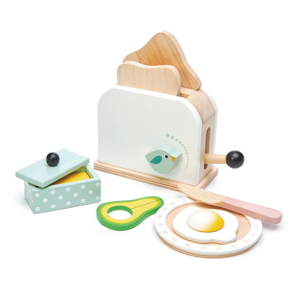 Tender Leaf Toys Set de joaca Prajitor de paine din lemn Breakfast toaster 10 piese