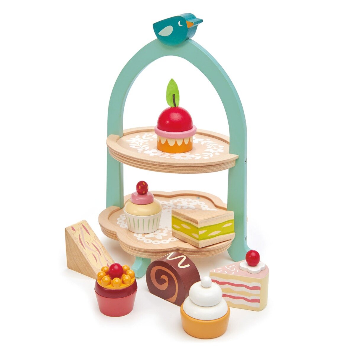 Tender Leaf Toys Set de joaca Stand pentru prajituri din lemn 9 piese