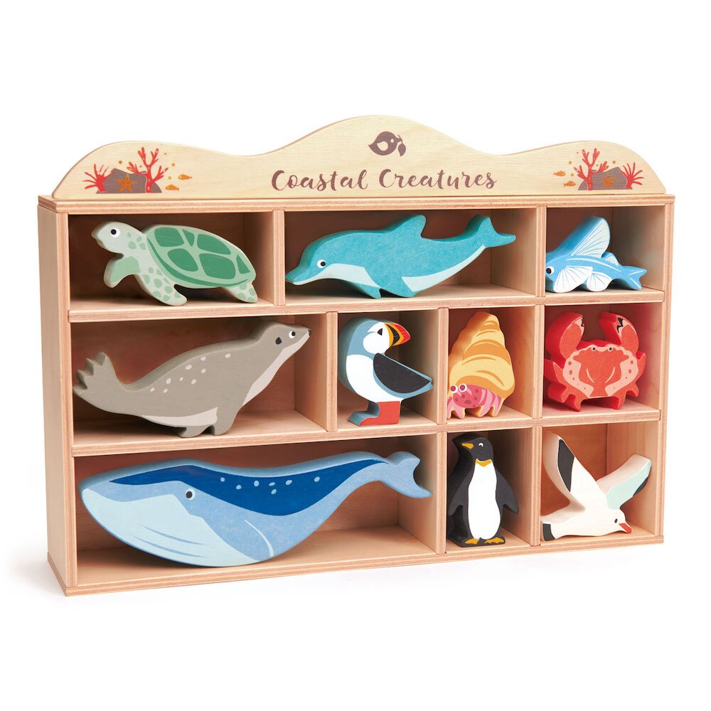 Tender Leaf Toys Set figurine din lemn Animalutele apelor pe raft 10 piese