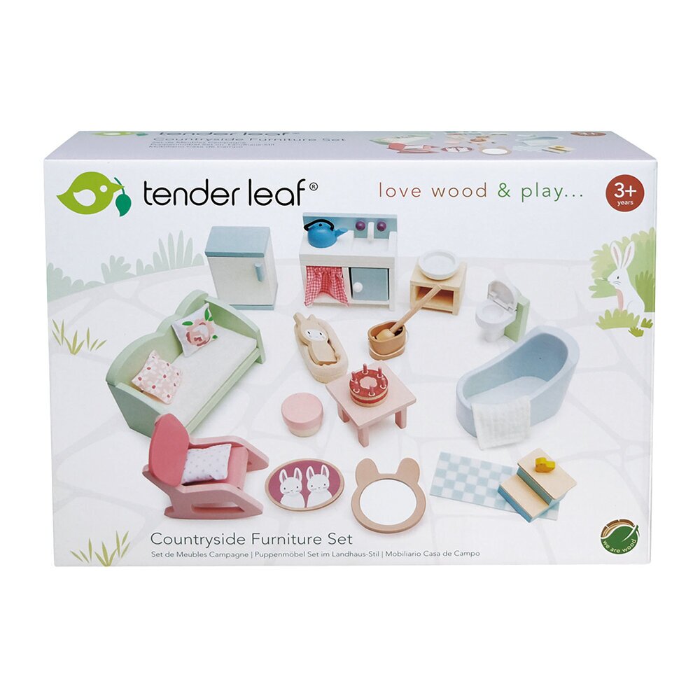 Tender Leaf Toys Set mobilier camera rurala din lemn Dovetail 20 piese