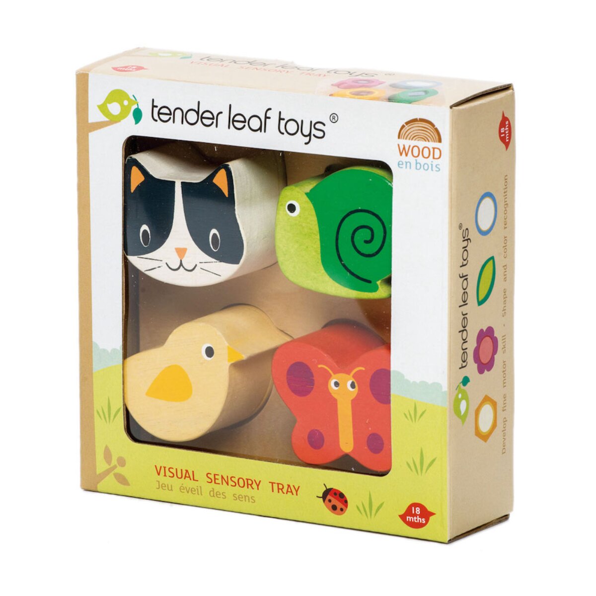 Tender Leaf Toys Tabla senzoriala din lemn premium Efecte tactile 5 piese