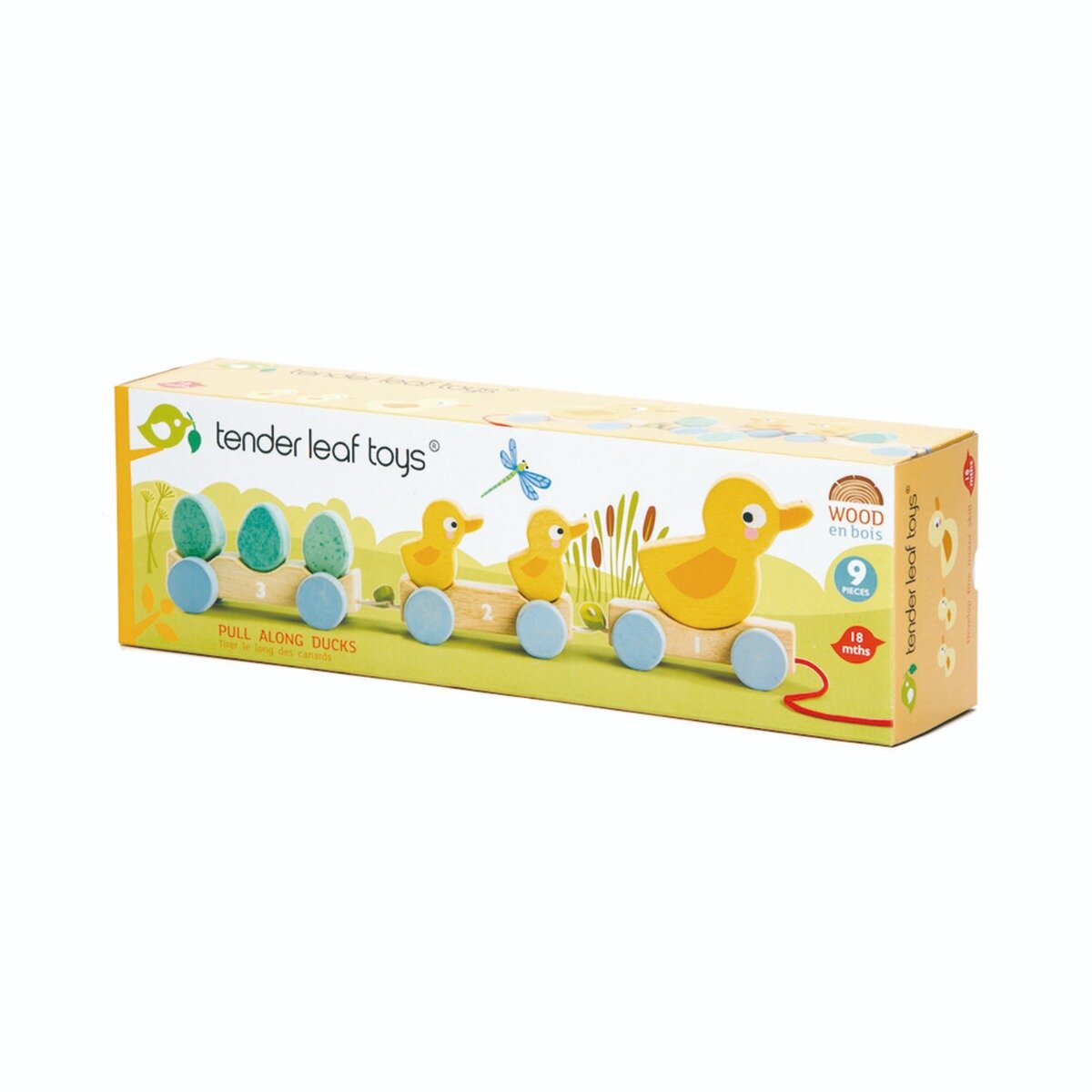 Tender Leaf Toys Trenuletul tractabil din lemn cu ratuste 9 piese