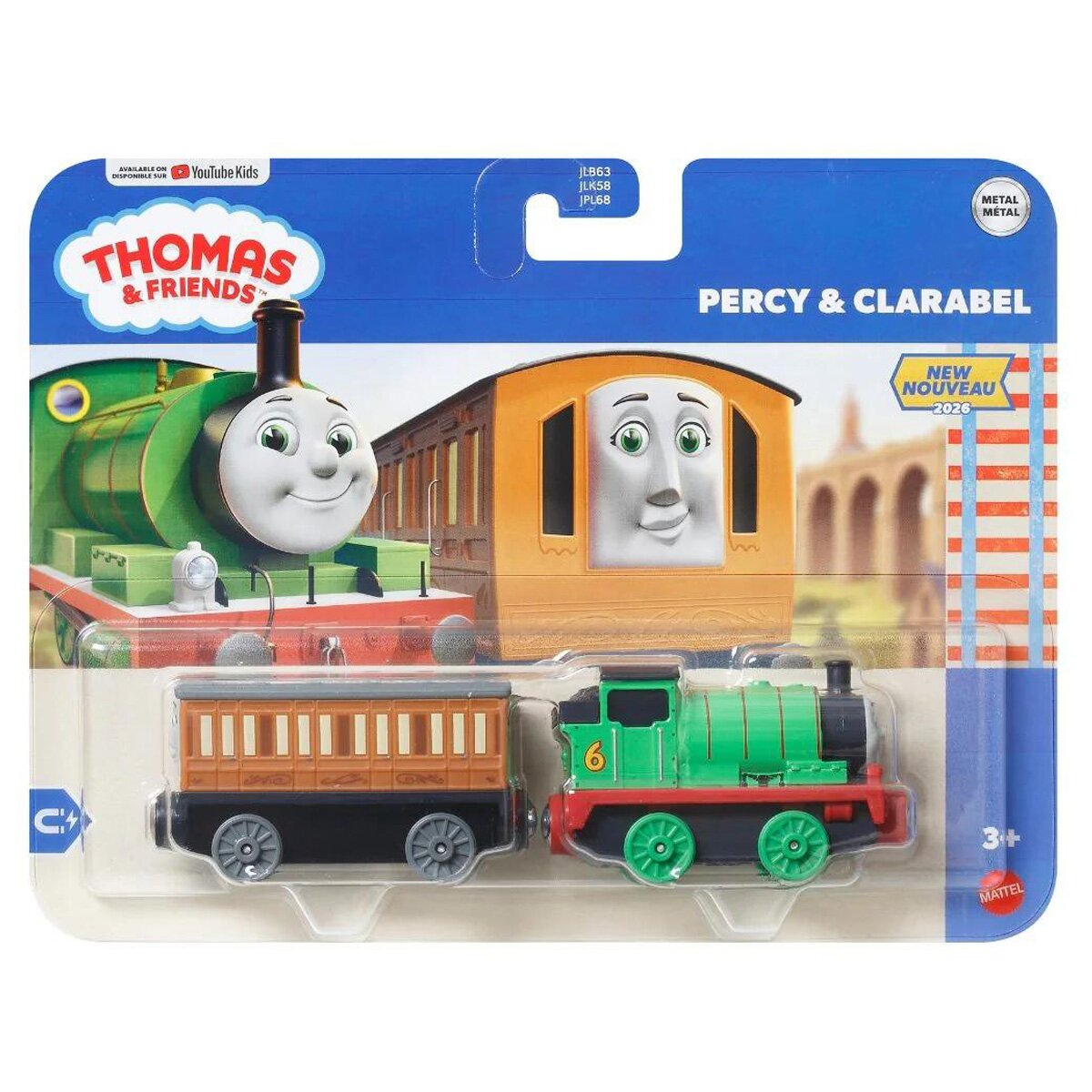 Thomas and Friends Locomotiva cu vagon Percy si Clarabel JLB71