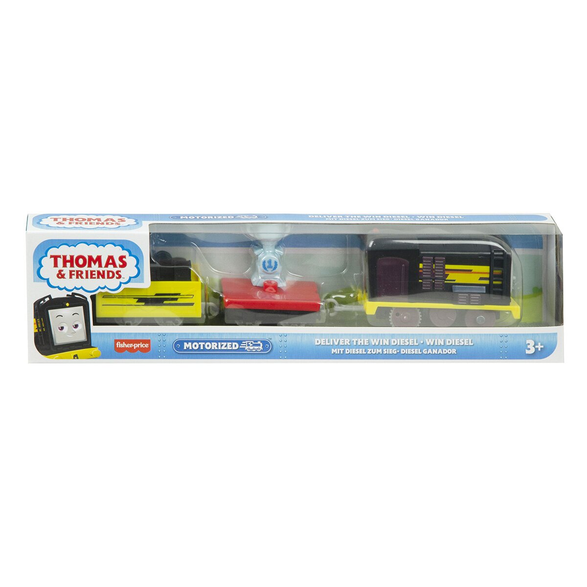Thomas and Friends Locomotiva motorizata cu 2 vagoane Deliver the Win Diesel HDY74