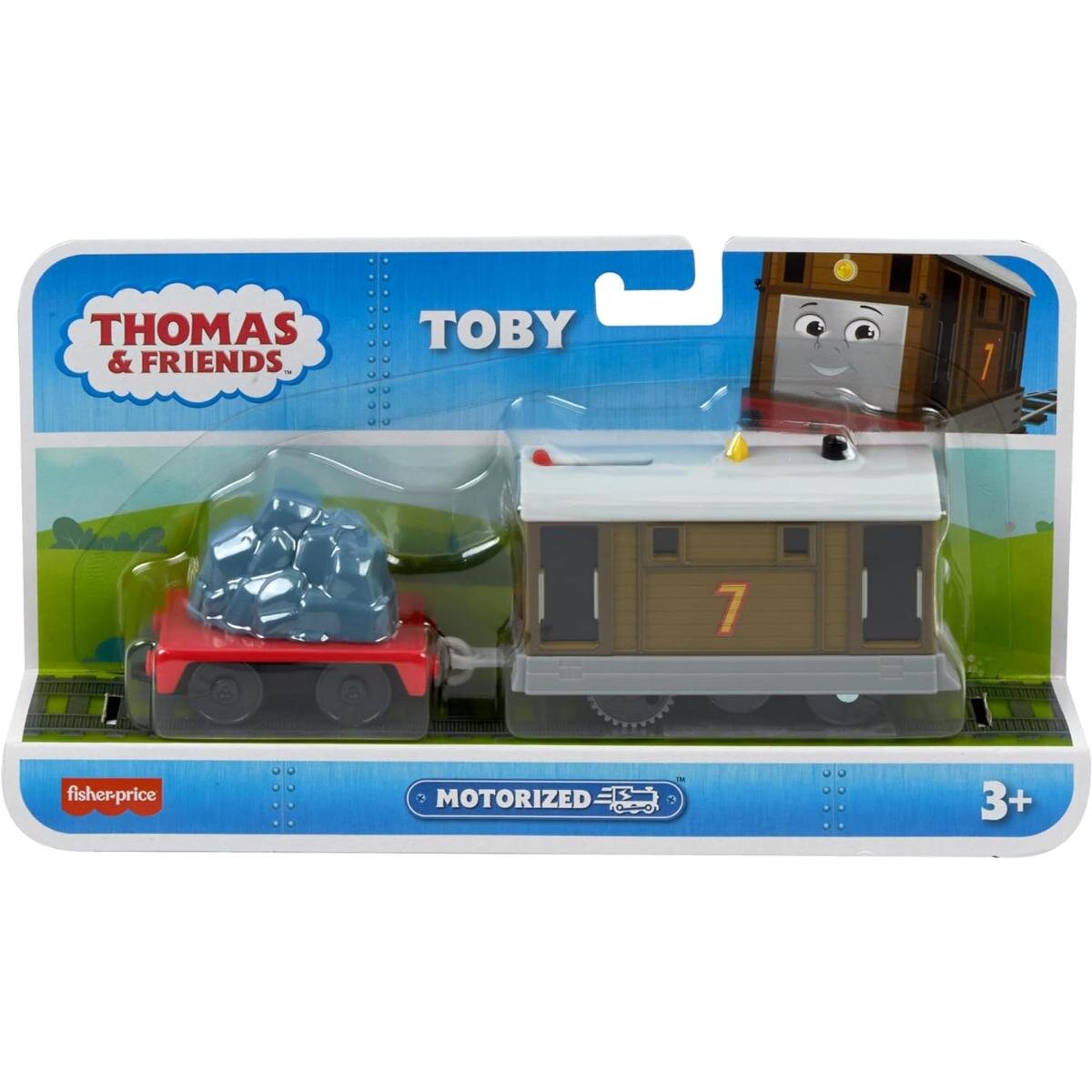 Thomas and Friends Locomotiva motorizata cu vagon Toby HTN30