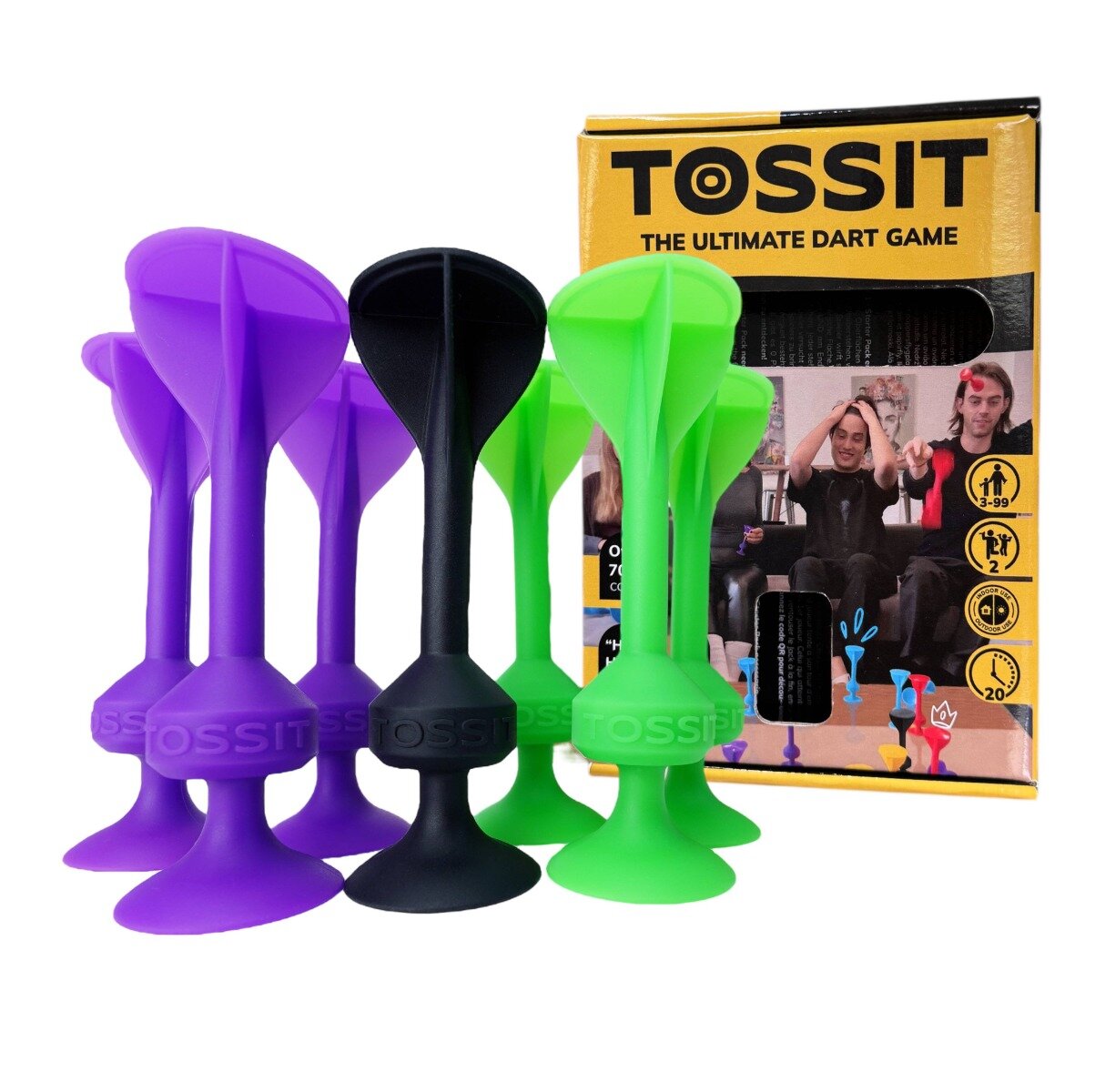 Tossit Joc de darts cu ventuze 7 buc Mov-Verde