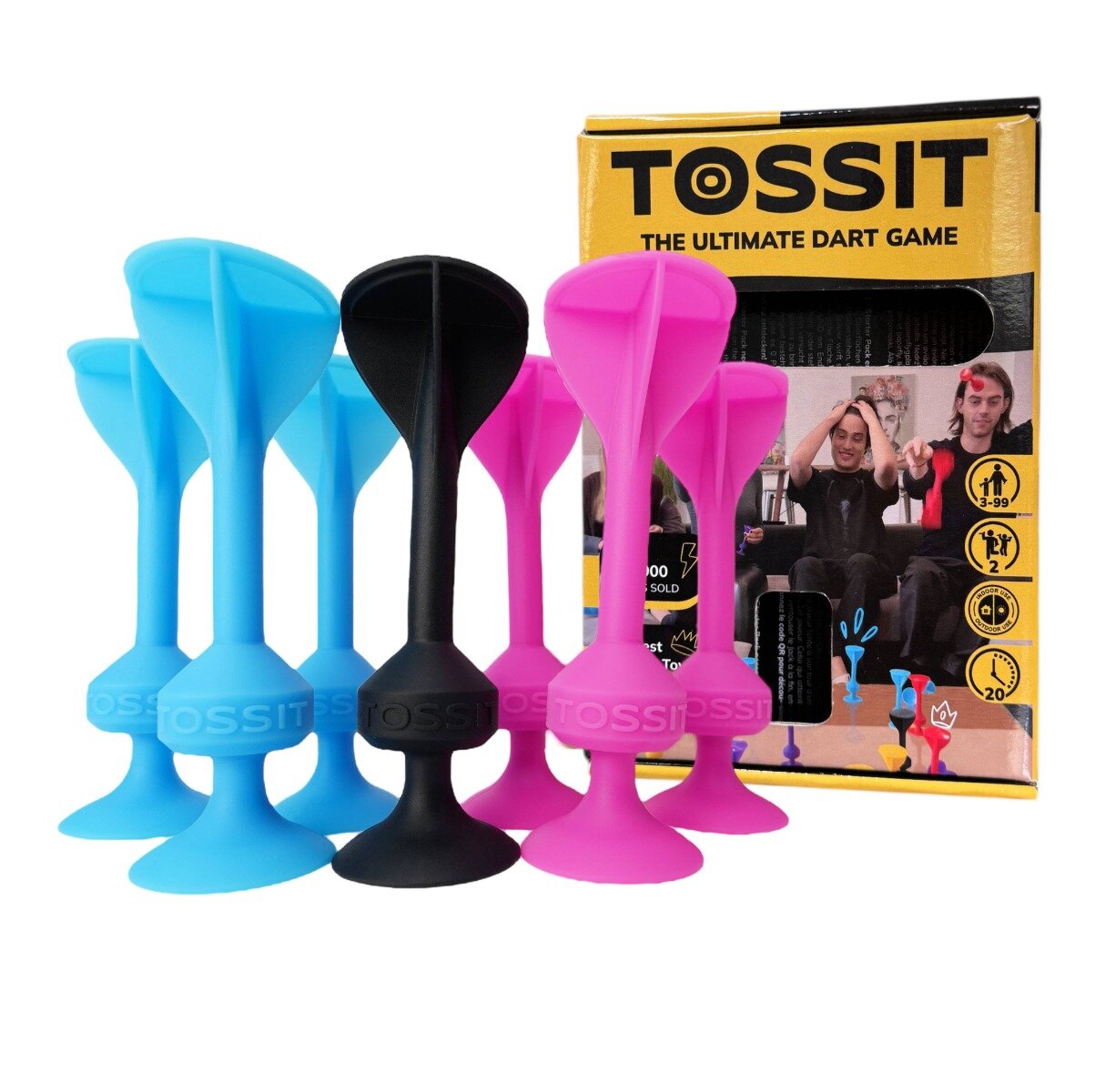 Tossit Joc de darts cu ventuze 7 buc Roz-Bleu