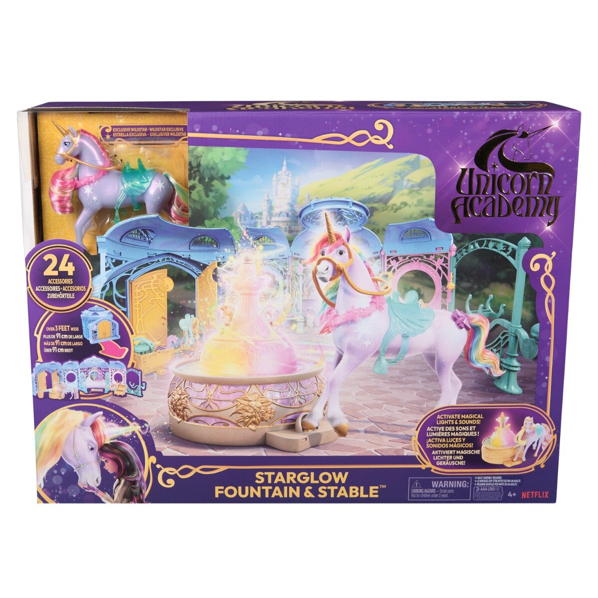 Unicorn Academy Set de joaca cu lumini si sunete Starglow Fountain & Stable